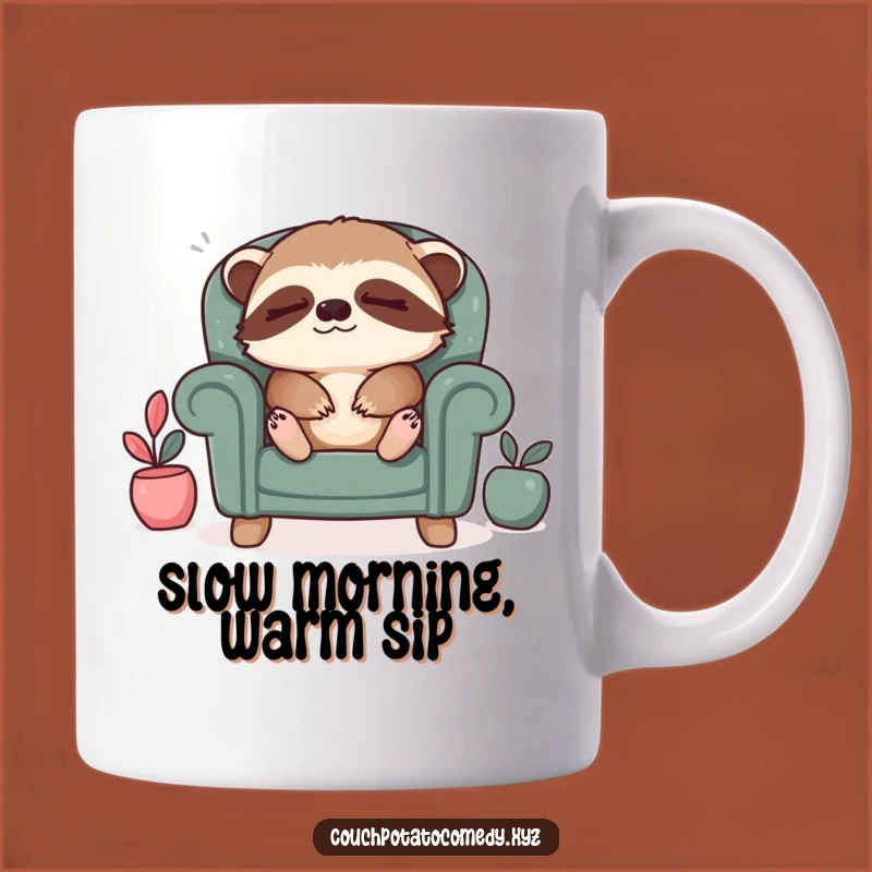 Funny Sloth Relaxation Mug: Sleepy Armchair Sigh, Cozy Gift!
