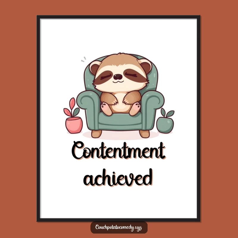 Funny Sloth Relaxation Digital Art: Sleepy Armchair Print, Cozy Gift!