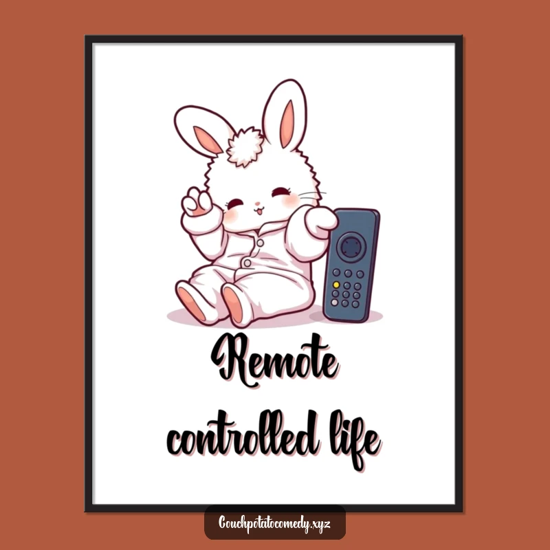 Funny Bunny Pajama Poster: Lazy Day Art, Whimsical Funny Gift for Walls