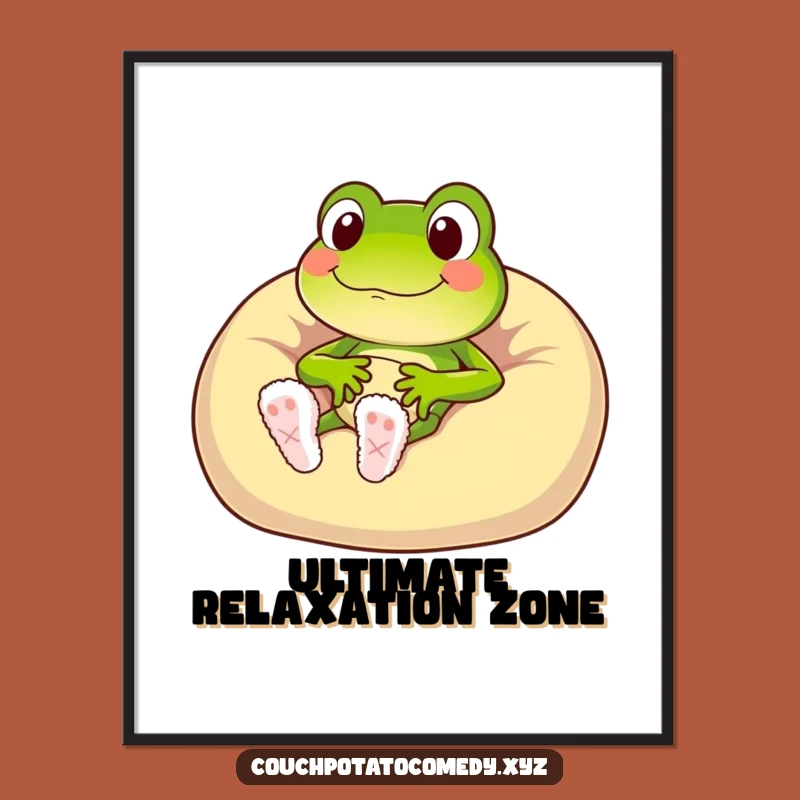 Funny Frog Beanbag Poster: Hilarious Art Print for Ultimate Cozy Vibes