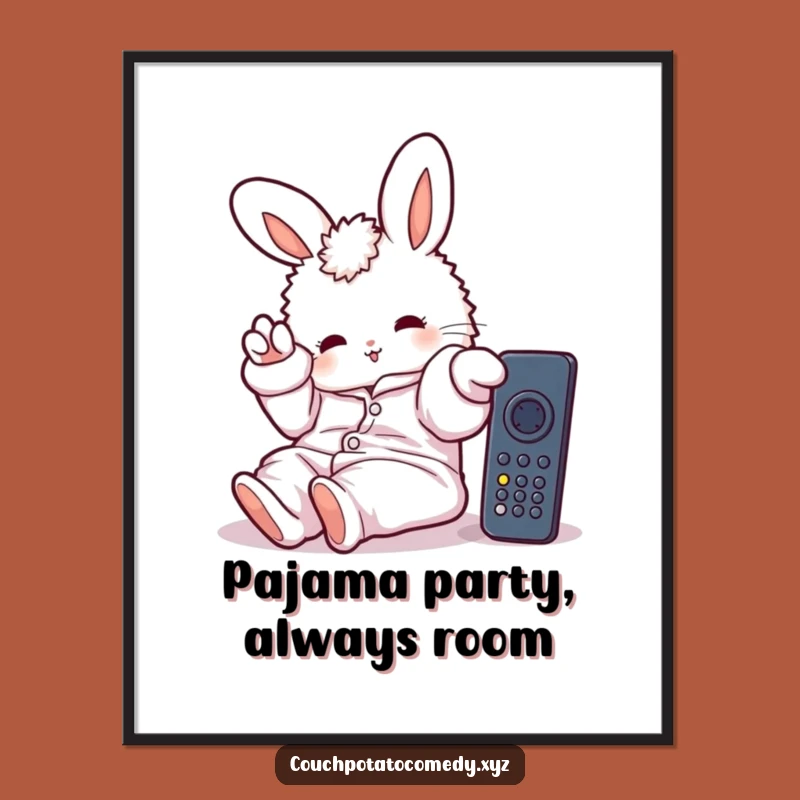 Funny Free Printable Wall Art: Lazy Bunny Relaxing, Whimsical Pajama Downloadable Decor