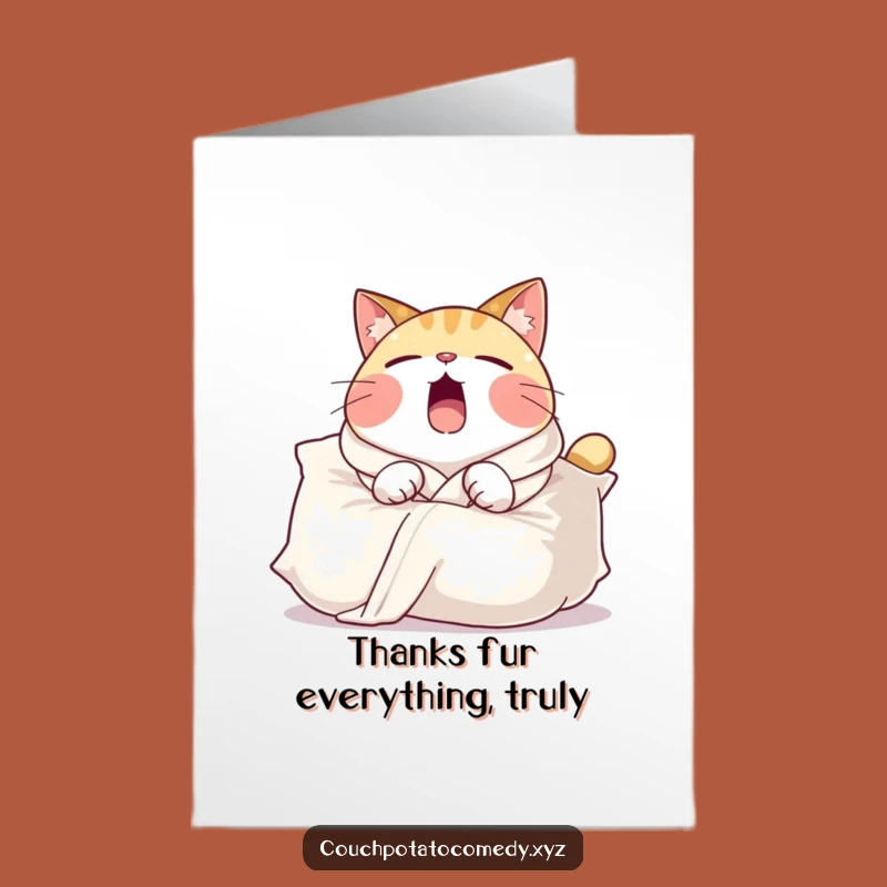 Free Printable Thank You Card: Yawning Cat Appreciation, Funny Relaxation Downloadable